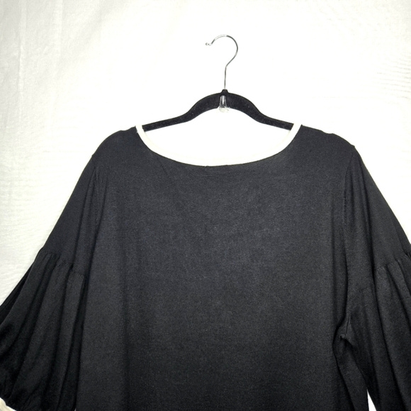 Talbots split sleeve sweater.  Black/cream.  Size 2X - Picture 7 of 10